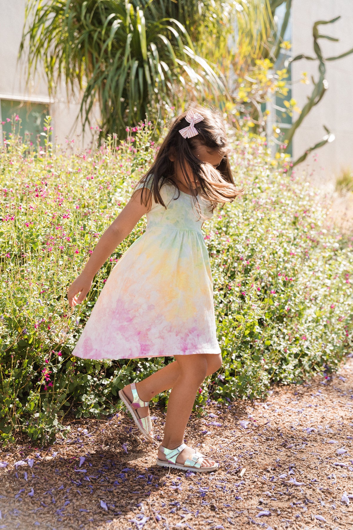 Girls Rainbow Ombre Logo Dress